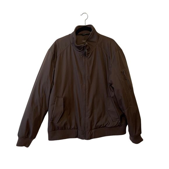 Calvin Klein XL brown bomber jacket gorpcore knit utility puffer urban modern - Picture 1 of 11